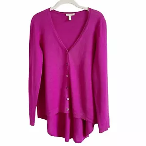 Eileen Fisher 100% Organic Linen High Low Cardigan Fuchsia Size Small Luxury - Picture 1 of 5