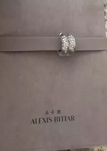 100% Authentic Alexis Bittar Pewter Lucite & Crystal Small Hoop Earrings - Picture 1 of 18