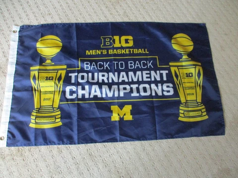 University of Michigan Basketball 2017- 2018 Back to Back BIG 10 Champs Banner * Cover