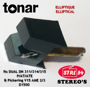 Tonar ELIPT DUAL DN311 314 315 Pickering V15 D1500 AME2 /3 AT Radioshack DAT 2/4 - Picture 1 of 9