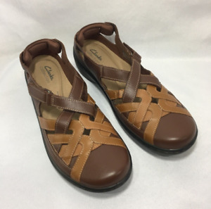 Clarks Collection Brown/Tan Leather Braided Cora Dream Shoes Size 11 M New