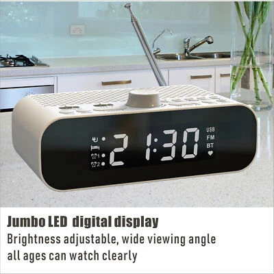 Alarm Clock Radio Speaker Streaming Play LED Display Bedside FM Clock Radio - Image 1 of 4
