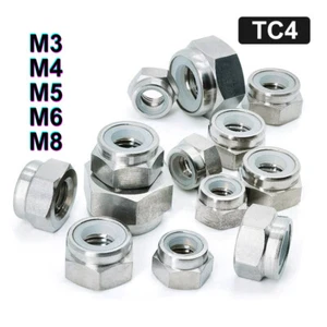 TC4 Titanium Hex Nut Nylon Insert Lock Nuts Metric M3/M4/M5/M6/M8 Lightweight - Imagen 1 de 8