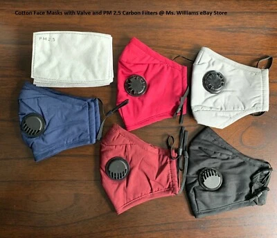 Reusable Washable Cloth Face Mask with Air Valve + PM2.5 Carbon Filter (Black) - Image 1 of 4