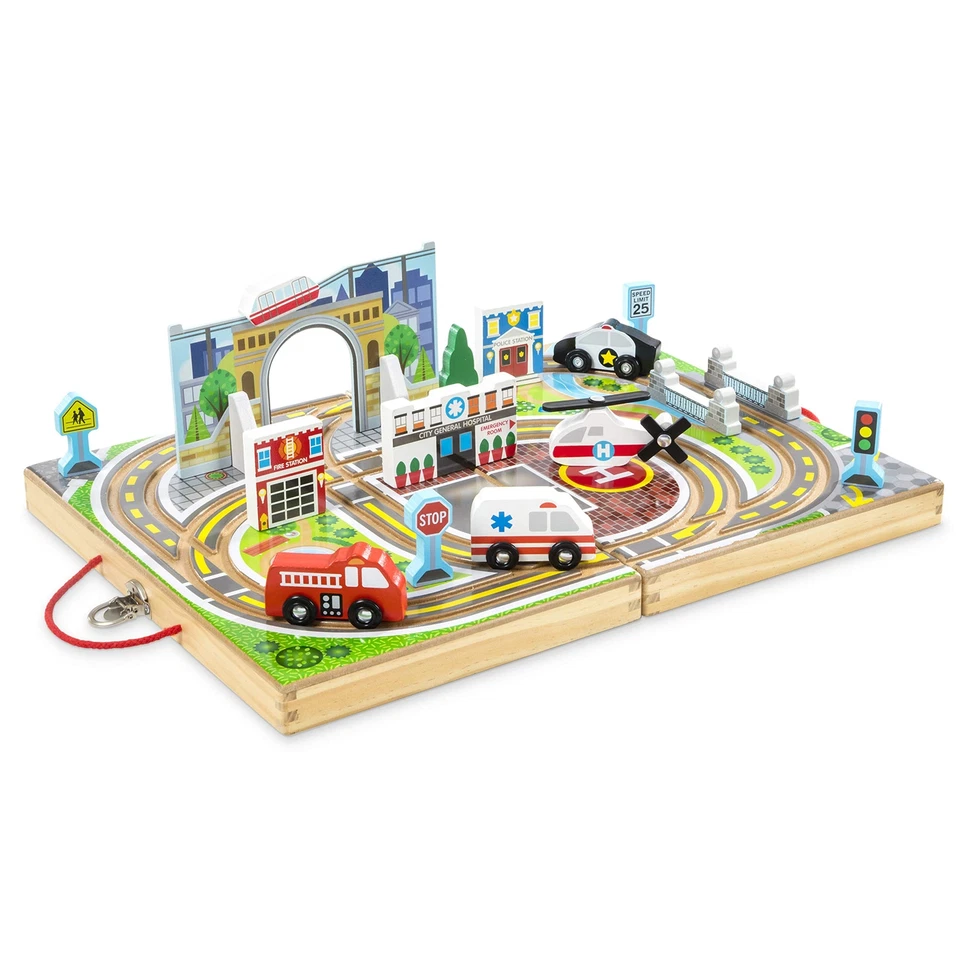 Melissa And Doug 18 Piezas Madera Take-Along Tabletop Town 4 Vehículos de Rescate Foto 1 de 3