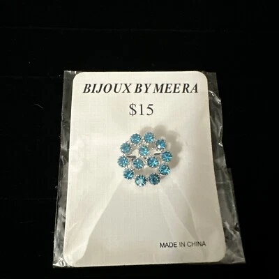 Broche broche floral con estrás azul BIJOUX by MEERA ADORABLE nuevo Foto 1 de 2