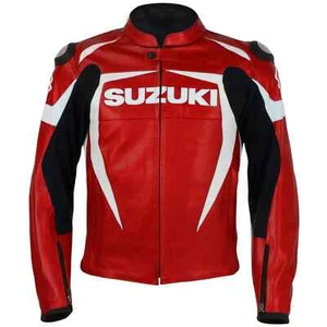 Suzuki Motorcycle Leather Jacket Men Rider MotoGP Racing Jacket Armor Protected - Picture 1 of 4
