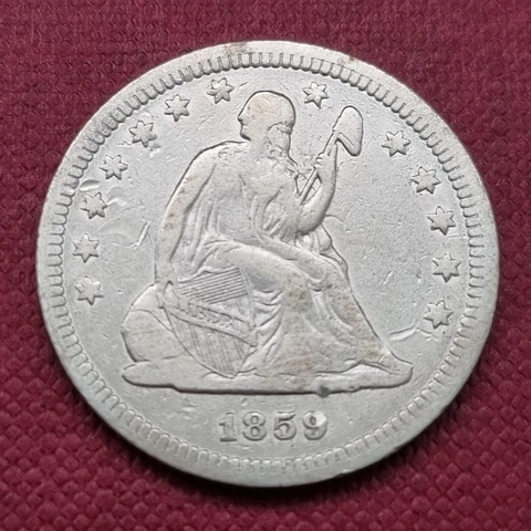 1859 Seated Liberty Quarter 25c Better Grade VF - XF #47078 Cover