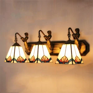 Tiffany Stained Glass Wall Sconce Mermaid Vanity Lighting Bathroom Wall Light - Picture 1 of 4