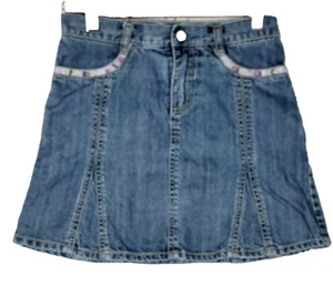 Gymboree Denim Skirt Girls 12 Embroidered Front Pockets 100% Cotton EUC - Picture 1 of 6