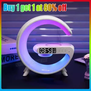 3in1 Smart G Lamp Bluetooth Speaker Wireless Charger RGB Alarm Clock Night Light - Picture 1 of 16
