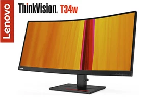 Lenovo ThinkVision T34w-20 34" UWQHD Wide VA NearEdgeless Curved Monitor - Picture 1 of 16