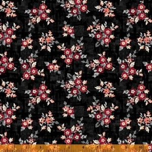 Fat Quarter Windham Ruby Floral Flowers Black Red Grey 100% Cotton Fabric - Bild 1 von 1