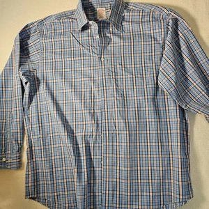 Brooks Brothers Madison Men's Size XL Blue Plaid Long Sleeve Button Front Shirt - Picture 1 of 9