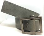 Pewter Style Roller Lock Buckle Grey Soft Leather Belt 38mm Hand Made J1