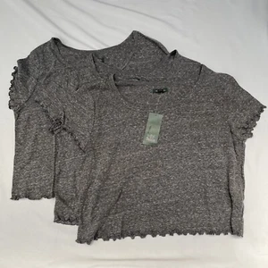 Lot of 3 Wild Fable Women's Lettuce Edge T-Shirt Top Charcoal Grey Sizes XL New - Picture 1 of 7