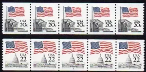 1895 & 2115 20c & 22c Flags PS5 MNH - Picture 1 of 1