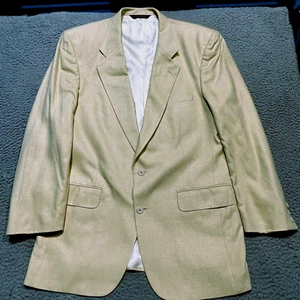 Vintage Burberry London Silk Blazer Sport Coat Union Made in USA Mens 42R Gold - Picture 1 of 13