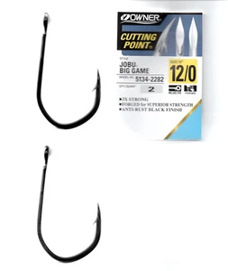 Owner Jobu 12/0 3X  Cutting Point Big Game Hooks Pack of 2 Marlin/Tuna/Sharks - Picture 1 of 2