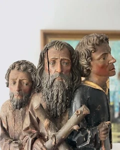 Antique 18th C Santos Saint Christopher, Eustace & Erasmus (The 3 Helper Saints) - Picture 1 of 24