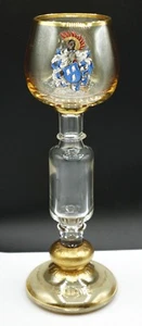GERMAN Crystal & Enamel Heraldic Shield Chalice Cup Füllnerwerk Bad Warmbrunn - Picture 1 of 15
