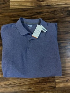 Old Navy Men Large Short Sleeve Flex Polo Shirt Solid Blue Cotton Blend - Picture 1 of 4