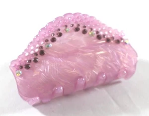 Nuovissimo artiglio fermaglio per capelli intaglio viola lavanda chiaro con cristallo viola AB trasparente - Foto 1 di 3