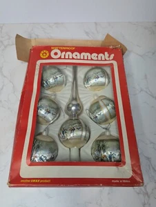 Vintage Shatterproof Christmas Tree Ornaments Baubles, Winter snow scene, Wales - Picture 1 of 5