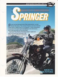 Harley Davidson "Springer" FXSTS Motorcycle Spec Sheet Fact Card - Foto 1 di 2