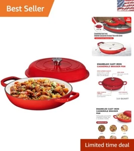 Stylish 3.8 QT Enamel Cast Iron Skillet and Braising Pan for Creative Cooking - Picture 1 of 11
