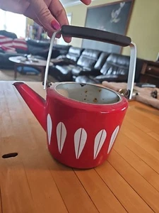 Catherine holm Tea Pot Enamelware MCM No Lid Not Good Condition - Picture 1 of 9