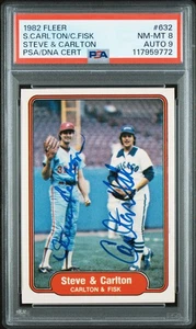 1982 Fleer Steve & Carlton #632 Steve & Carlton PSA 8 Auto 9 - Picture 1 of 2