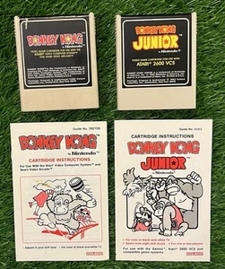 Donkey Kong & Donkey Kong Junior Atari 2600 Games w/ Manuals Tested Working - Picture 1 of 9