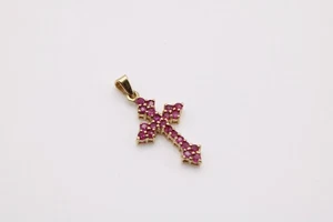 9ct ruby cross pendant - Picture 1 of 5