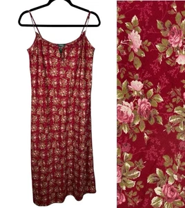 Lauren Ralph Lauren rot Blumen Milkmaid Midi Maxi Cottagecore Baumwolle Kleid Small - Bild 1 von 6