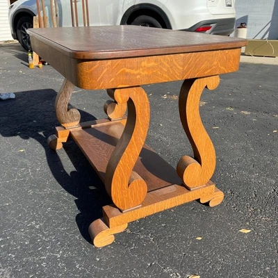 Antiguo Hermoso Roble Biblioteca Escritorio Mesa Escritorio Hall Entrada Imperio Foto 1 de 4