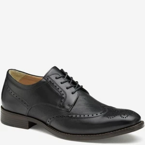 Zapatos de vestir Oxford Johnston & Murphy Lewis de cuero negro con punta de ala para hombre 10 - Imagen 1 de 17