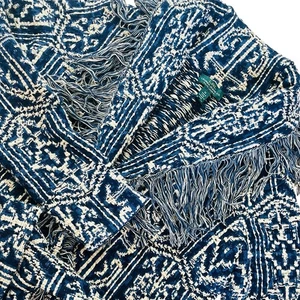 Ralph Lauren Jeans LRL Jaquard maglia cardigan con cintura donna M blu navy frange azteche - Foto 1 di 10