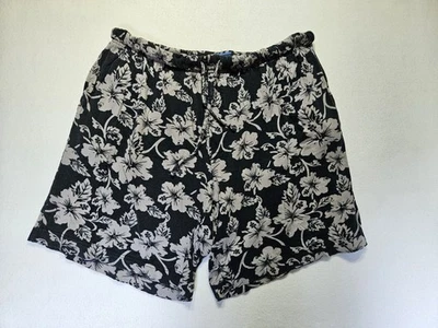 Croft & Barrow Mens Shorts Black/White Hibiscus Size L 36-38 Cotton RN 59495 - Image 1 of 4