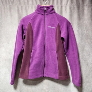 Columbia Fleece Jacket Purple Burgundy Color Block Full Zip Women's Medium - Picture 1 of 6