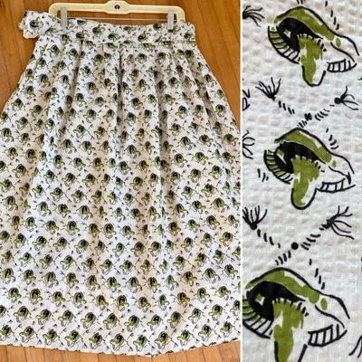 FALDA NOVEDAD VINTAGE AÑOS 50 ¿SETAS SIN TERMINAR? SOMBRERO? Tela Seersucker Foto 1 de 4