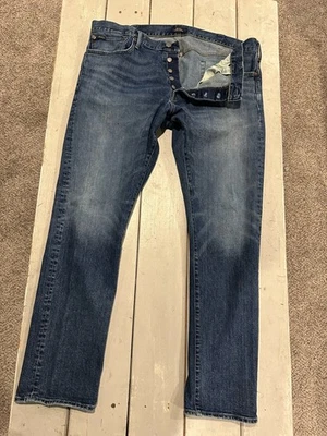 Polo Ralph Lauren The Sullivan Slim Jeans Mens 40x32 Factory Distress Button Fly - Image 1 of 4
