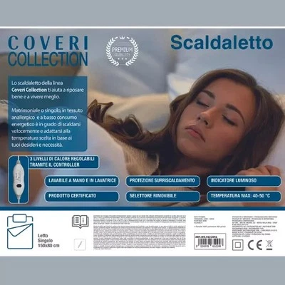 Coperta Scaldaletto 150x80cm in Poliestere per Letto Singolo Coveri Collection