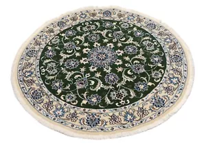 Oriental Carpet Nain Round 150 X 150 Cm Clearance Hand-Knotted Green New - Picture 1 of 9