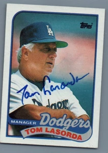 1989 Topps - Team Checklist #254 Tommy Lasorda Hand Signed Autographed Card - Imagen 1 de 2