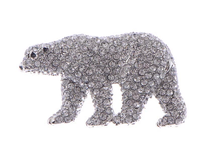 Women's Polar Bear Brooch Clear Crystals Christmas Winter Gift Pin  Brooch - image 1 of 4