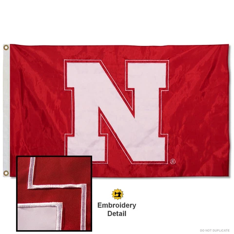 Nebraska Cornhuskers Embroidered and Appliqued Nylon Flag Cover
