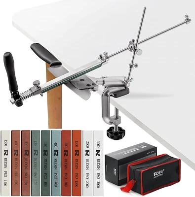 MOVIRON RUIXIN PRO RX-008 Professional Knife Sharpener 10 Whetstones, 360° Rotation