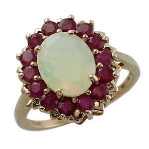 Oval Cut Ethiopian Opal Ruby Gf Cocktail Ring 10k Rose Gold Christmas Gift