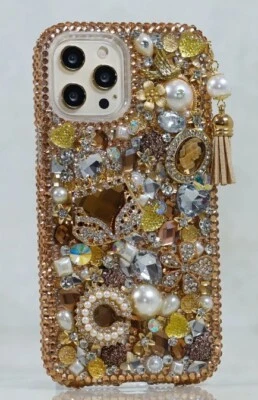 Funda Lux Addiction iPhone 13 Golden Glory Cristal Swarovski BLING Foto 1 de 4